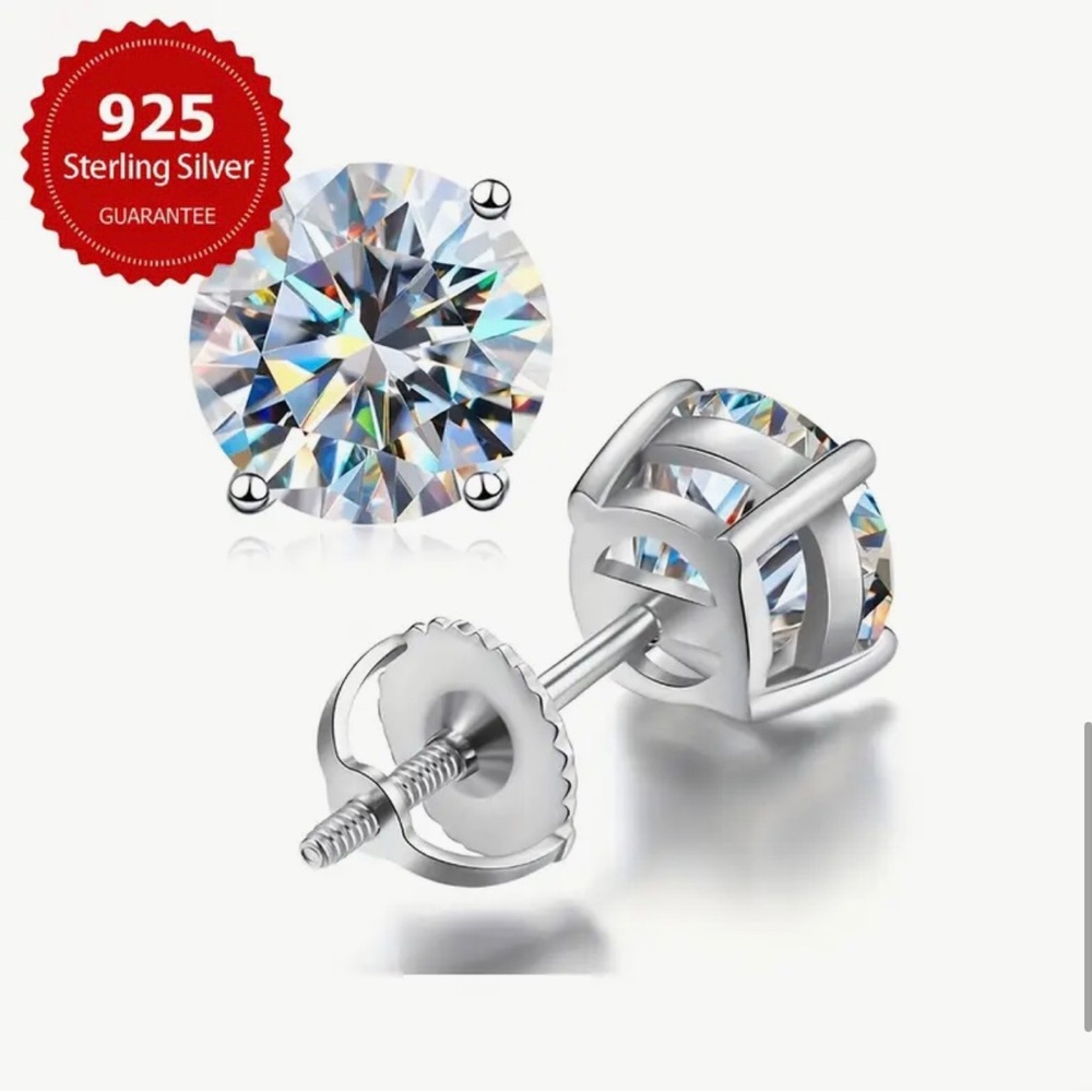 GRA CERTIFIED 1ct Diamond Moissanite 925 Sterling Silver Stud Earrings
